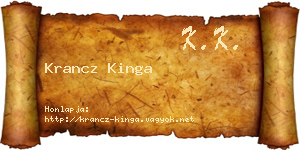 Krancz Kinga névjegykártya
